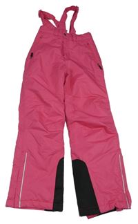 Tmavorůžovo-černé šusťákové zimní oteplovačky s odepínacími kšandami Tchibo