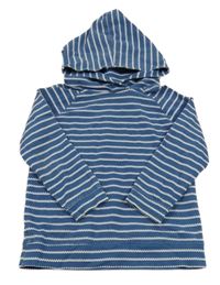 Modro-biela vzorovaná mikina s kapucňou