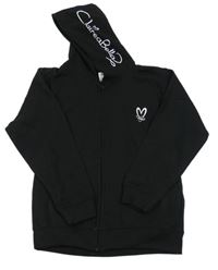 Čierna prepínaci mikina so srdiečkami a dívkou a kamienkami a kapucňou AWDis