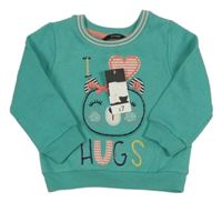 Nové - jadeitová tepláková mikina s medvedíkom a nápisom George