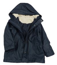 Tmavomodrá nepromokavá zateplená bunda s kapucí HEMA