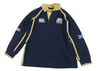 Tmavomodro-béžová mikina s logem a límečkem canterbury