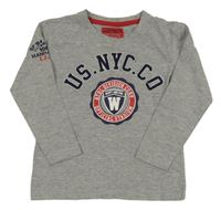 Šedé melírované triko s nápisem a potiskem SCOTT AND FOX