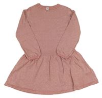 Starorůžovo-strieborné melírované svetrové šaty dopodopo