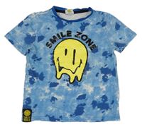 Modré batikované tričko se smajlíkem