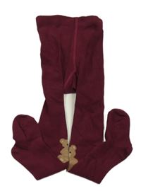 Vínové punčocháče s medvídky H&M