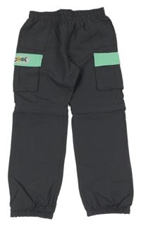 Tmavosivé kockované cargo cuff šušťákové nohavice s odepínacími nohavicami Kiki&Koko