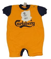 Nové - oranžovo-tmavomodrý kraťasový fotlbalový overal Livepool 