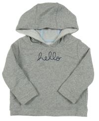 Sivá melírovaná mikina s nápisom a kapucňou the little white company