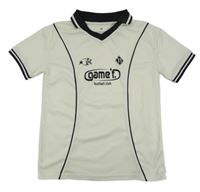 Smetanovo-černý sportovní fotbalový dres nápisy a límečkem H&M