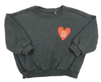 Čiernošedá oversize mikina so srdiečkom s nápismi George