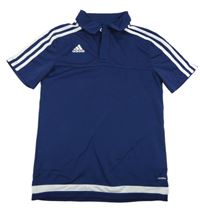 Tmavomodro-bílé funkční sportovní polo tričko Adidas