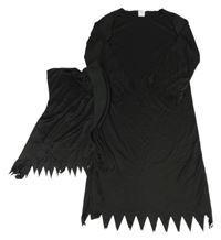 Kostým - 2Set - Černý cípatý oděv + kápě