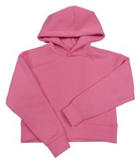 Ružová tech fleece crop mikina s kapucňou OSAGA