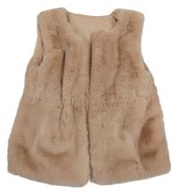 Pudrová kožešinová podšitá vesta/cardigan Next