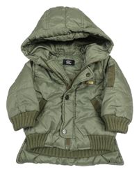 Khaki prešívaná šušťáková zimná bunda s kapucňou GF RERRÉ