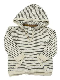 Krémovo-tmavomodrý pruhovaný sveter s kapucňou H&M