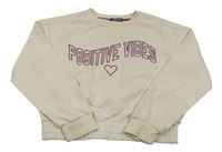 Smotanová crop mikina s nápisom a srdcem zn. Primark
