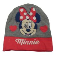 Sivo-jahodová čapica s Minnie a srdiečkami Disney