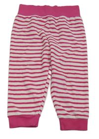 Bielo-fuchsiové pruhované zamatové tepláky Impidimpi