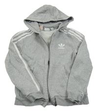 Sivá melírovaná prepínaci mikina s logom a kapucňou Adidas