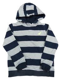 Sivo-tmavomodrá pruhovaná mikina s výšivkou a kapucňou M&S