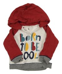 Bielo-vínová mikina s nápisom a kapucňou Fagottino