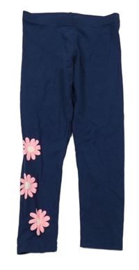 Tmavomodré legíny s květy M&S