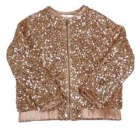 Starorůžová flitrová propínací podšitá mikina M&S