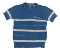 Modro-biele pruhované pletené tričko s nápisom