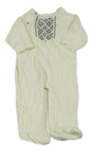 Krémový rebrovaný overal so vzorom