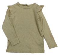 Béžový trblietavý ľahký sveter s volánikmi H&M