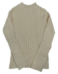 Krémový rebrovaný sveter
