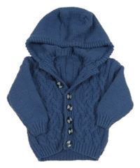 Tmavomodrý prepínaci sveter s kapucňou