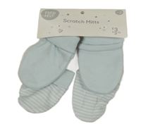 Nové - 2x rukavičky - světlemodré + světlemodro-bílé pruhované F&F