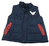 Tmavomodrá šušťáková zateplená vesta s Hedvikou - Harry Potter