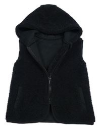 Čierna huňatá prepínaci vesta s kapucňou George
