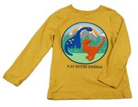 Okrové triko s dinosaury F&F