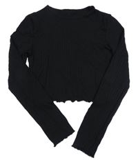 Čierne rebrované crop tričko New Look