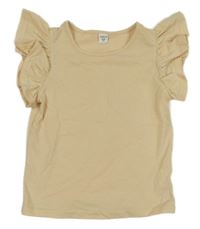 Béžové tričko s volánikmi Shein