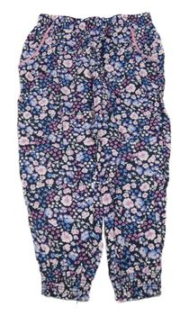 Tmavomodré kvetované ľahké nohavice Kiki&Koko