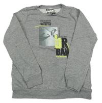 Sivá melírovaná mikina so skateboardistou Pocopiano