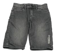 Tmavošedé teplákové riflové kraťasy s nápisem C&A