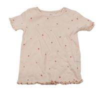 Svetloružové rebrované tričko s jahodami F&F