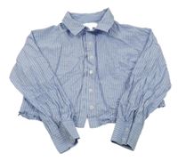 Modro-bílá pruhovaná crop halenka Zara