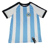 Nové - Bílo-světlemodré pruhované fotbalové tričko - Argentina Dunnes