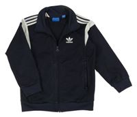Tmavomodrá sportovní propínací mikina s logem Adidas