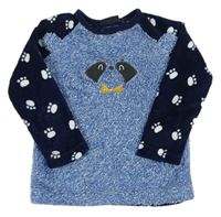 Tmavomodro-modré chlpaté pyžamové tričko s ňufáčikom  Kiki&Koko