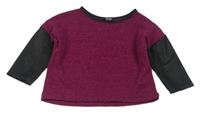 Fuchsiové úpletové triko s koženkovými rukávy River Island