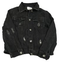 Antracitová rifľová bunda s dierami Zara